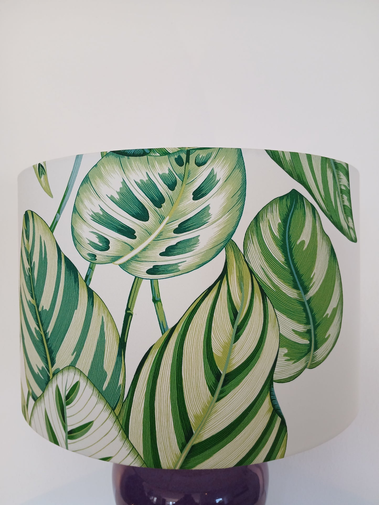 40cm Drum Lampshade in Calathea Botanical Green