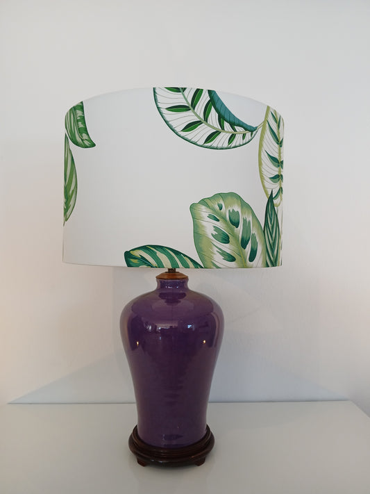 40cm Drum Lampshade in Calathea Botanical Green