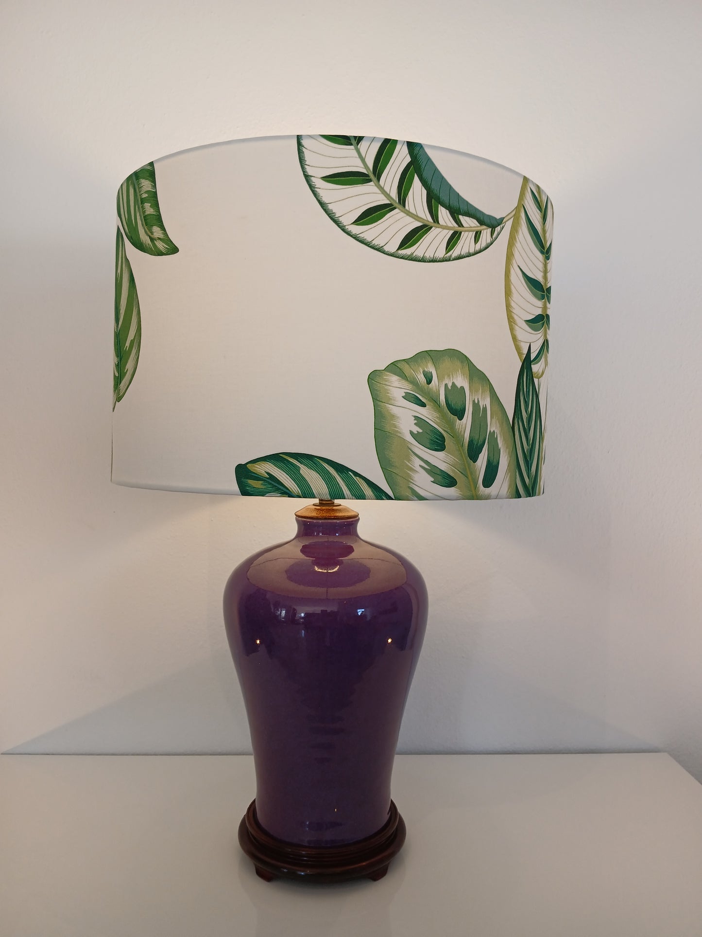 40cm Drum Lampshade in Calathea Botanical Green