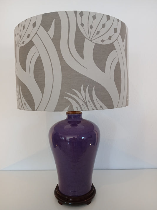 40cm Drum Lampshade in Persian Tulip Weave Smoked Pearl