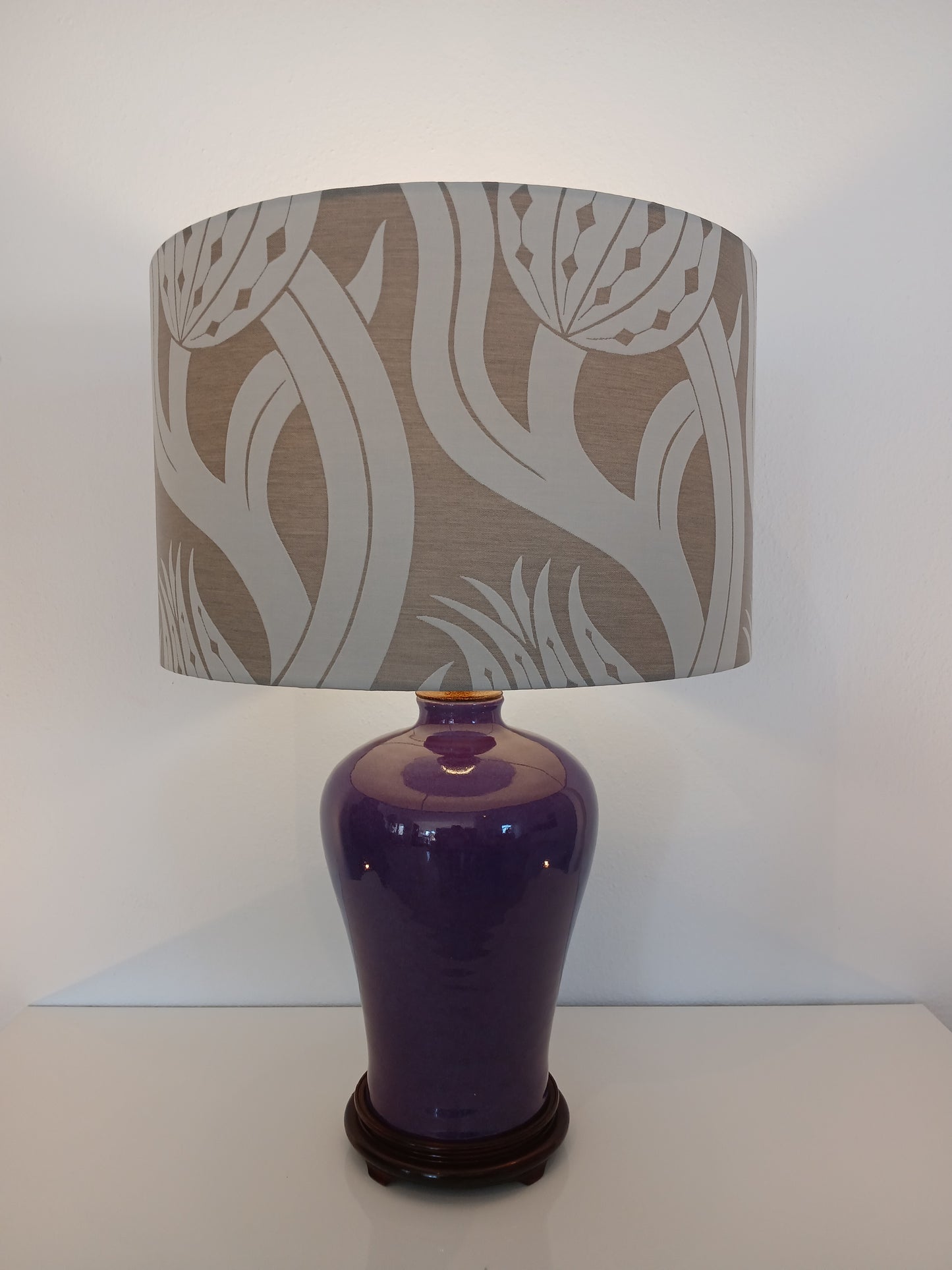 40cm Drum Lampshade in Persian Tulip Weave Smoked Pearl